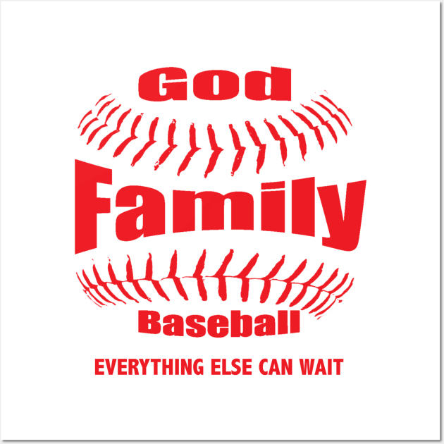 Christian Baseball Gift - God, Family Baseball Wall Art by Therapy for Christians